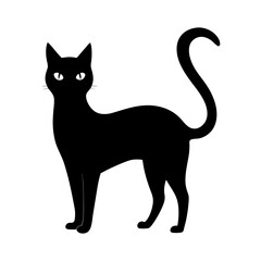 Black silhouette of a cat sitting on a white background Vector illustration