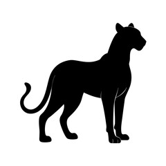 Black silhouette of a cheetah running on a white background Vector illustration