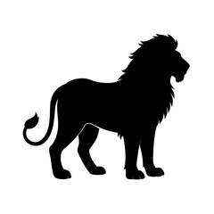 Black silhouette of a lion roaring on a white background Vector illustration