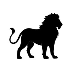 Black silhouette of a lion roaring on a white background Vector illustration