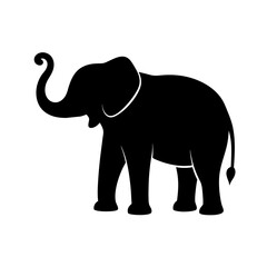 Black silhouette of an elephant walking on a white background Vector illustration