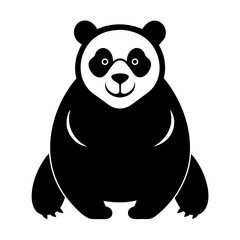 Black silhouette of a panda sitting on a white background Vector illustration