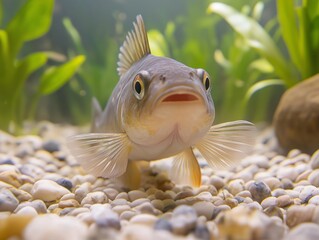 Obraz premium Beautiful aquarium fish swimming gracefully in clear water, close-up, tropical and colorful.