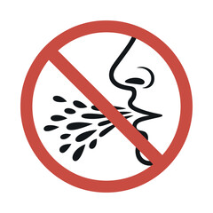 Prohibition Sign No Spitting or Coughing sign illustrating spitting coughing spitting coughing prohibition sign prohibition symbol prohibited forbidden dont spit dont cough health