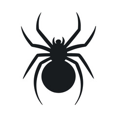 Simple Black and White Silhouette of a Spider stylized solid black silhouette spider white background spider silhouette black white insect arachnid animal icon