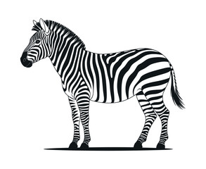 Elegant Black and White Zebra Silhouette Design Side view zebra simple black white design zebra animal wildlife mammal africa black white silhouette illustration