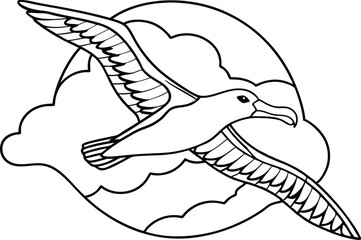 Seabird soaring through clouds albatross flying