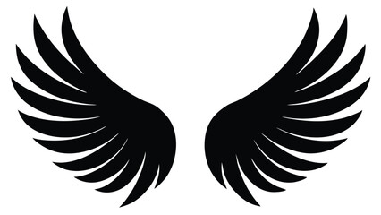 Black Wings Illustration Vector Graphic of Spread Wings, Bird Wings, Angel Wings, Abstract Wings Design