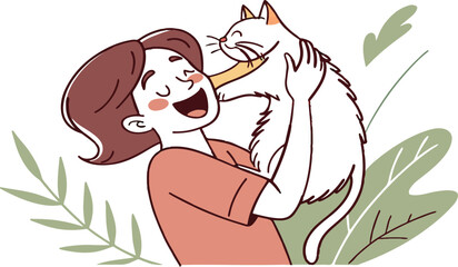 Cartoon vector illustration of mother and child, a loving family silhouette with fun face art.