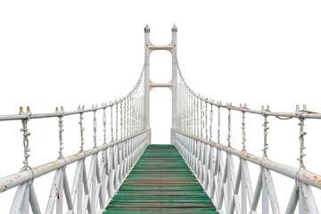 Suspension bridge on white background