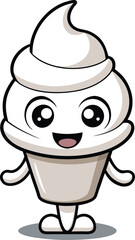 Smiling ice cream character dessert sweet vector icon