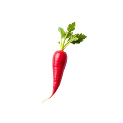 Fresh red radish isolated on transparent background with green leaves