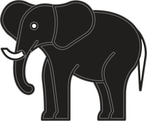 Black elephant outline animal mammal vector icon