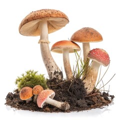 mushrooms on white background