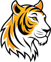 Fierce tiger head profile animal feline vector icon