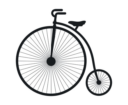 Vintage Penny Farthing Bicycle Silhouette Illustration Black and white silhouette large wheeled bicycle bicycle penny farthing vintage bicycle retro bike old bicycle bike silhouette illustration