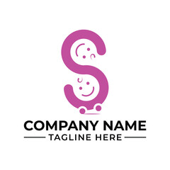 Playful Letter S Logo Design Featuring Smiling Faces for a Childrens Brand or Creative Company Identity Concept