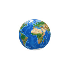 Fototapeta premium Rotating globe showing continents and oceans on transparent background