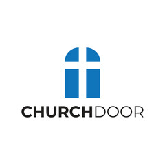 Church Door Logo Design with Cross Symbol, Modern Christian Branding for Religious Organizations and Faith Based Communities, Minimalist Religious Symbolism