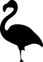 Flamingo Standing Silhouette Vector Black Bird Clipart on White Background