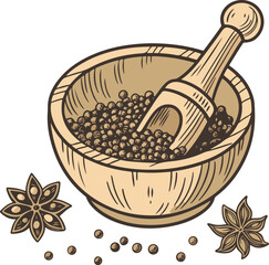 mortar with spices