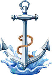 Heavy Boat Anchor Making a Splash as It Drops into Water