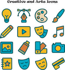 Collection of Digital Creative Arts and Design Elements Icons