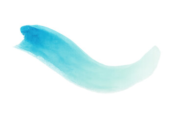Wavy blue watercolor brush stroke with gradient texture, isolated