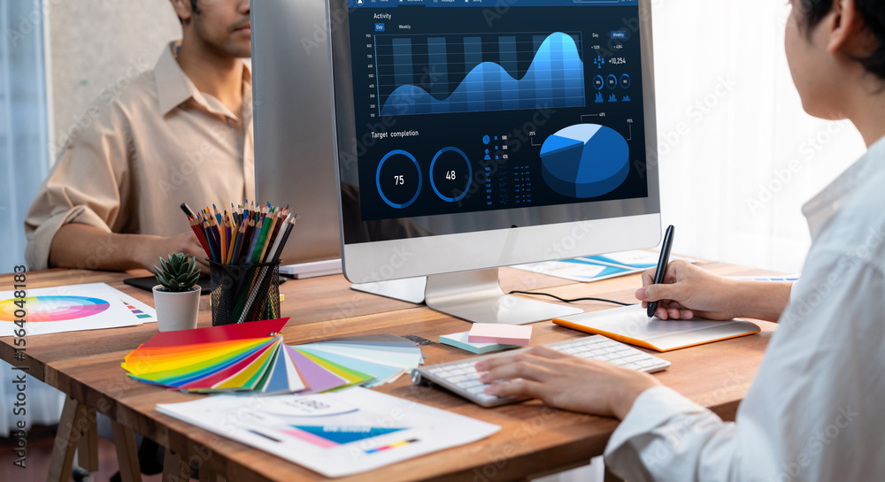 Aufkleber business data dashboard provide brisk business intelligence analytic for marketing strategy planning