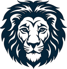 Fierce lion face icon in flat style, perfect for team logos and wild animal themes.