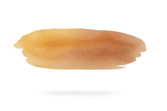 Abstract brown and orange watercolor brush stroke isolated on transparent background.