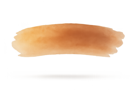 Abstract brown and orange watercolor brush stroke isolated on transparent background