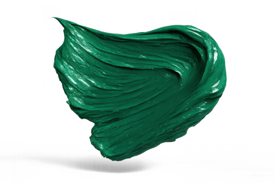 Textured vibrant green paint stroke isolated on a transparent background