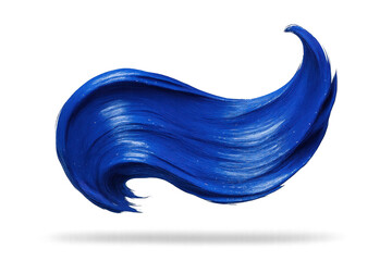 Vibrant blue paint stroke isolated on transparent background, artistic texture