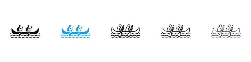 Obraz premium Boat race icon in Editable stroke and solid flat vector pack