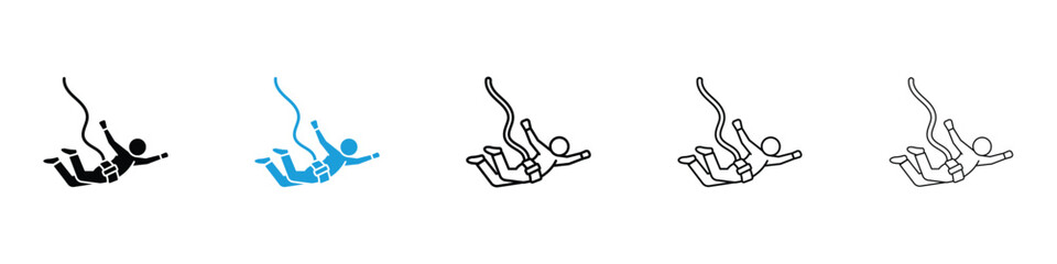 Obraz premium Bungee jumping icon in Editable stroke and solid flat vector pack