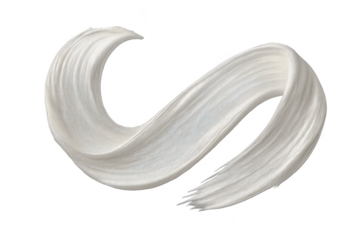 Elegant pearlescent white paint stroke isolated on transparent background, artistic design.