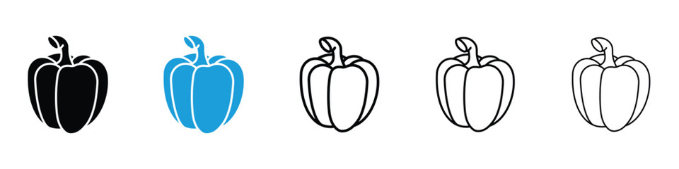 Capsicum icon in Editable stroke and solid flat vector pack