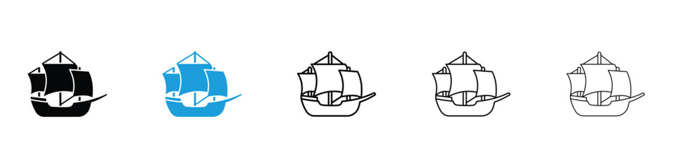 Caravel icon in Editable stroke and solid flat vector pack