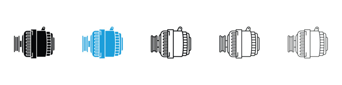 Car alternator icon in Editable stroke and solid flat vector pack