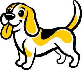 Cute cartoon dog isolated on white background vector illustration