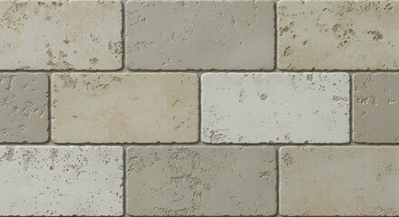 Fototapeta premium Natural stone brick wall with beige and light gray tones, perfect for rustic interiors, exteriors, and architectural design projects.