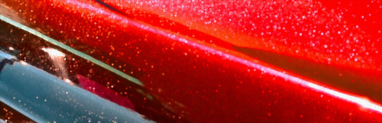 Metallic Shiny Paint & Chrome from Classic Car, Automobile, Vehicle for Backdrop, Background, Border, Frame in Candy Apple Red (filtered photo w/texture)
