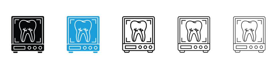 Dental X ray icon in Editable stroke and solid flat vector pack