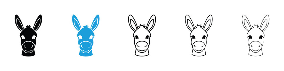 Donkey icon in Editable stroke and solid flat vector pack