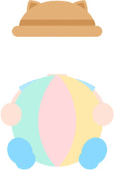 여름 비치볼 공을 들고 있는 아이 어린이 여름공 공놀이 밀짚모자 여름 어린이 얼굴합성도안 일러스트