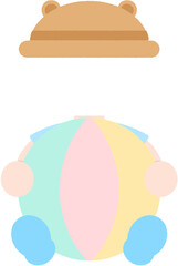 여름 비치볼 공을 들고 있는 아이 어린이 여름공 공놀이 밀짚모자 여름 어린이 얼굴합성도안 일러스트