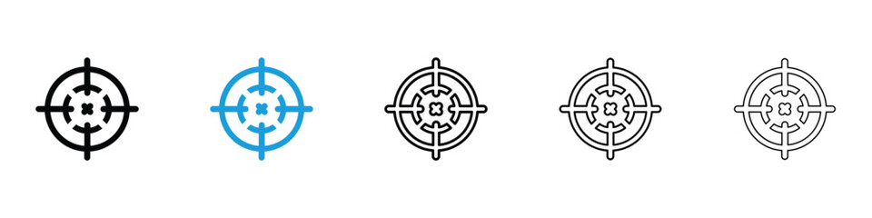 Gun target icon in Editable stroke and solid flat vector pack