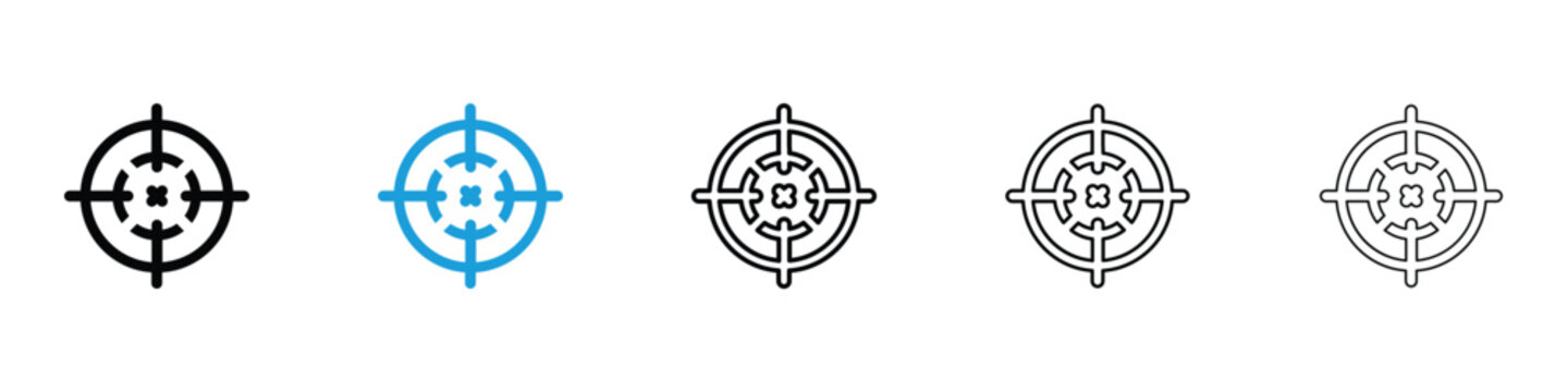 Gun target icon in Editable stroke and solid flat vector pack
