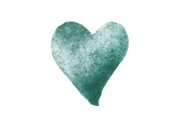 Eco-friendly green watercolor heart symbol. Ideal for organic cosmetic labels, sustainable packaging, branding, and extended commercial license use. Hand-painted on textured paper.